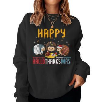 Fall Autumn Christmas Hedgehog Halloween Happy Thanksgiving Happy Thanksgiving Women Sweatshirt | Mazezy