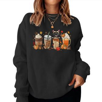 Fall Coffee French Bulldog Halloween Outfit For Fall Season For Coffee Lovers Women Sweatshirt | Mazezy