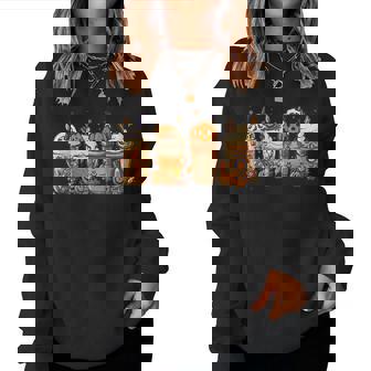 Fall Coffee Latte Pumpkin Spice Autumn Season Halloween For Coffee Lovers Women Sweatshirt | Mazezy