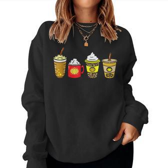 Fall Coffee Pumpkin Spice Latte Drinks Autumn Thanksgiving For Coffee Lovers Women Sweatshirt | Mazezy