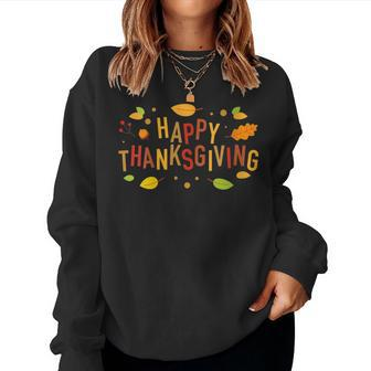 Fall Color Cute Adorable Happy Thanksgiving Women Sweatshirt - Monsterry CA