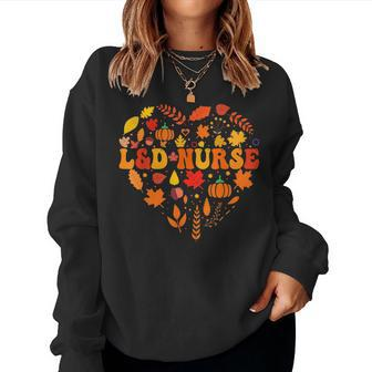 Fall L&D Nurse Thanksgiving Groovy Labor And Delivery Nurse Women Sweatshirt - Monsterry