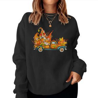 Fall Y'all Cute Gnomes Truck Pumpkin Autumn Tree Fall Leaves Pumpkin Women Sweatshirt | Mazezy