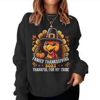 Family Thanksgiving 2023 Thankful For My Tribe Fall Autumn Women Sweatshirt | Mazezy