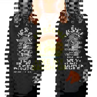 Father Day Gift Awesome Like My Daughter Funny Fishing Dad Women Crewneck Graphic Sweatshirt - Thegiftio