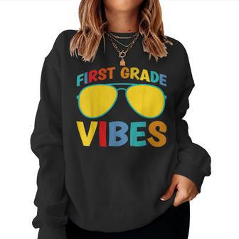 First Day Of School 1St Grade Vibes Boys First Grade Women Sweatshirt - Seseable