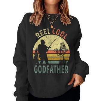 Fishing Dad Vintage Reel Cool Godfather Fathers Day Gift Women Crewneck Graphic Sweatshirt - Seseable