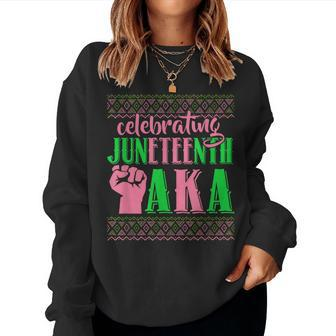 Fist Black History Celebrating Junenth Aka Men Women Women Crewneck Graphic Sweatshirt - Thegiftio UK