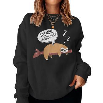 Five More Minutes Please Sleeping Sloth Lover Gift Women Crewneck Graphic Sweatshirt - Thegiftio UK