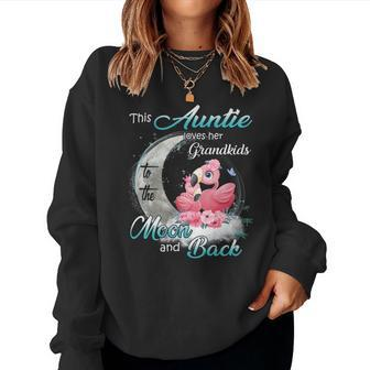 Flamingo This Auntie Loves Her Grandkids To Moon And Back Moon Women Sweatshirt | Mazezy