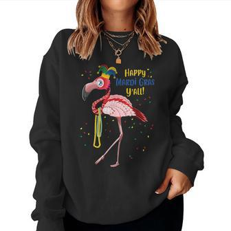 Flamingo Jester Hat Mardi Gras Fat Tuesday Women Sweatshirt | Mazezy
