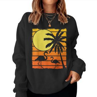 Flamingo Summer Vibes Palm Trees Sunset Tropical Summer Sweatshirt | Mazezy