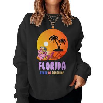 Flamingo Usa State Of Sunshine Florida Women Sweatshirt | Mazezy