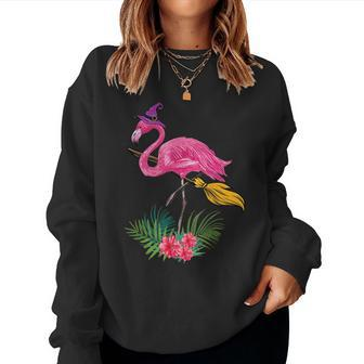 Flamingo Witch Halloween Scary Mom Aunt Grandma Women Sweatshirt | Mazezy