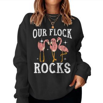 Our Flock Rocks Flamingo Family Group Vacation Matching Women Sweatshirt | Mazezy