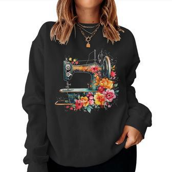 Floral Flower Sewing Maschine Kit Quilting Themed Women Sweatshirt - Monsterry UK