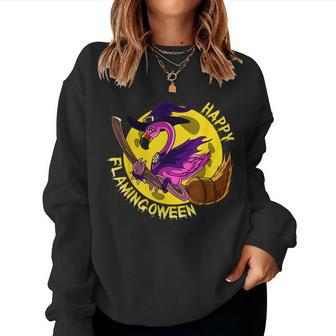 Flying Flamingo Witch Joke Humor Halloween Costume Women Sweatshirt | Mazezy