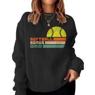 For Mens Softball Bonus Dad From Stepdaughter Stepson Son Women Crewneck Graphic Sweatshirt - Seseable