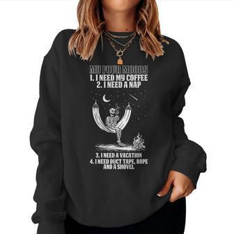 My Four Moods Halloween Costume Skeleton Drinking Coffee Women Sweatshirt - Seseable