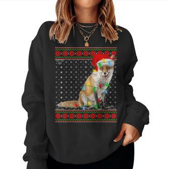 Fox Lights Xmas Ugly Sweater Santa Fox Christmas Women Sweatshirt - Seseable