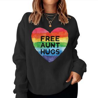 Free Aunt Hugs Lgbt Flag Pride Awareness Month Rainbow Pride Women Sweatshirt | Mazezy