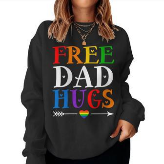 Free Dad Father Hugs Lgbt Flag Gay Pride Month Lgbtq Rainbow Sweatshirt | Mazezy