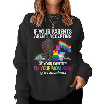Free Mom Hugs Proud Mama Bear Lgbt Gay Pride Lgbtq Parade Women Crewneck Graphic Sweatshirt - Seseable