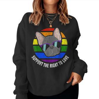 French Bulldog Gay Rainbow Flag Sunset Lgbt Pride Women Sweatshirt | Mazezy