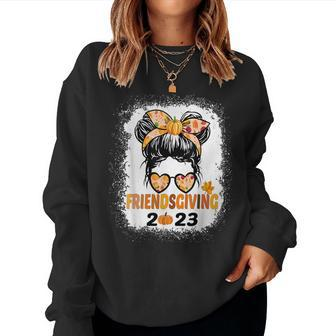 Friends Giving 2023 Thanksgiving Friendsgiving Messy Bun Women Sweatshirt | Mazezy