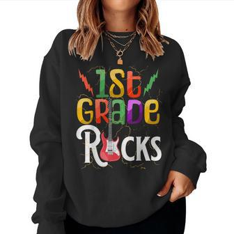 1St Grade Rocks Back To School StudentsTeachers Women Sweatshirt - Seseable