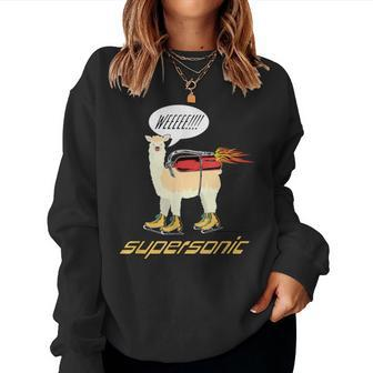 Adorable Llama Supersonic Ice Skating Women Sweatshirt | Mazezy
