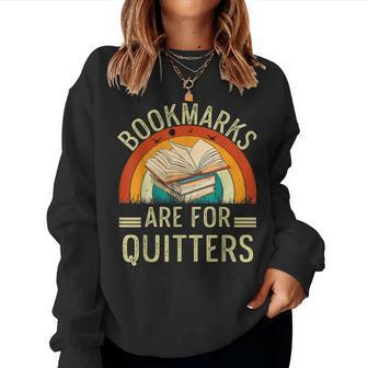 Bookmarks For Quitter Teacher Book Reading Women Sweatshirt - Seseable