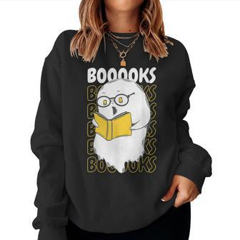 Books Ghost Reading Boooks Halloween Teacher Women Sweatshirt - Thegiftio UK