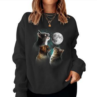 Cat Cats Meowling At Moon Cat Owner Cat Lover Cat Women Sweatshirt - Monsterry UK