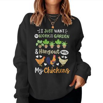 Funny Chicken For Men Women Gardening Chicken Lovers Garden Women Crewneck Graphic Sweatshirt - Thegiftio UK