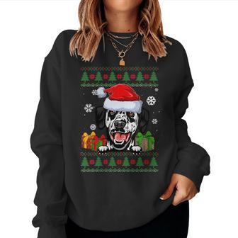 Dog Lovers Dalmatian Santa Hat Ugly Christmas Sweater Women Sweatshirt - Monsterry AU