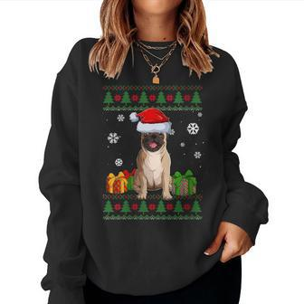 Dog Lovers Pug Santa Hat Ugly Christmas Sweater Women Sweatshirt - Monsterry