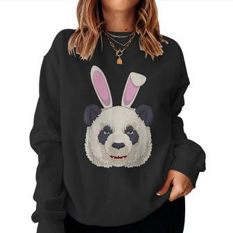 Easter Bunny Panda Bear T Cute Rabbit Ears Women Sweatshirt | Mazezy