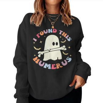 I Found This Humerus Retro Groovy Boo Ghost Halloween Women Sweatshirt - Thegiftio UK