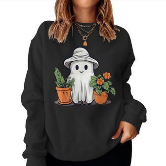 Ghost Ghostly Gardening Plant Retro Halloween Costume Women Sweatshirt - Monsterry