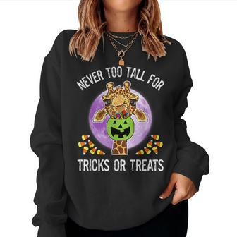 Giraffe Fall Halloween Candy Corn Tricks Or Treats Halloween Candy Women Sweatshirt | Mazezy