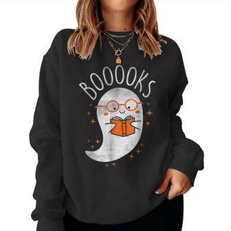 Halloween Cute Ghost Book Reading School Teacher Women Sweatshirt | Mazezy AU