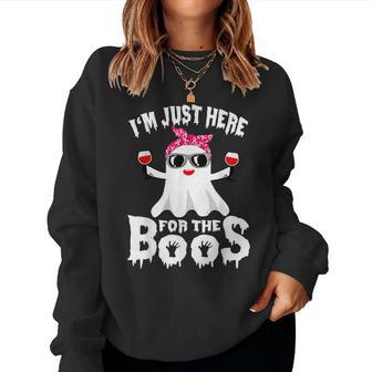Halloween I'm Just Here For The Boos Ghost Wine Women Sweatshirt - Thegiftio UK