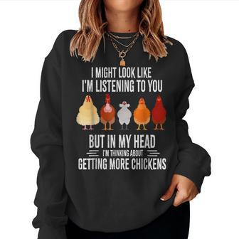 Funny In My Head Im Thinking About Getting More Chickens Women Crewneck Graphic Sweatshirt - Thegiftio UK