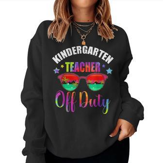 Funny Kindergarten Teacher Off Duty Retirement 2023 Women Crewneck Graphic Sweatshirt - Thegiftio UK