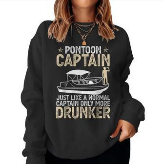 Funny Pontoon Captain Like Regular Captain Only More Drunker Women Crewneck Graphic Sweatshirt - Thegiftio UK