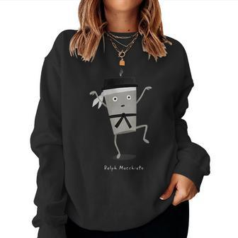 Ralph Macchiato Coffee Cup Karate Crane Women Sweatshirt | Mazezy