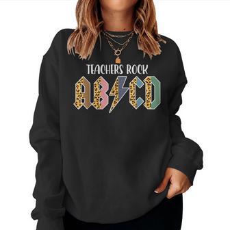 Teacher Abcd Rocks Back To School Teachers Rock Abcd Women Sweatshirt - Seseable