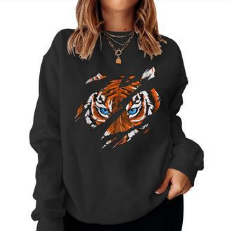 Tiger Face Wild Cat Mountain Animal Kid Women Sweatshirt | Mazezy