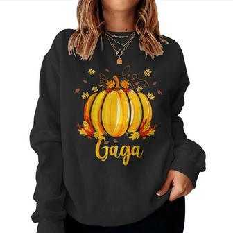 Gaga Pumpkin Halloween Thanksgiving Grandma Fall Leaves For Grandma Women Sweatshirt | Mazezy DE